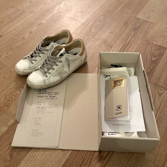 Golden Goose Superstar Sneakers in White Ice Light Brown 40 Womens Leather Shoes